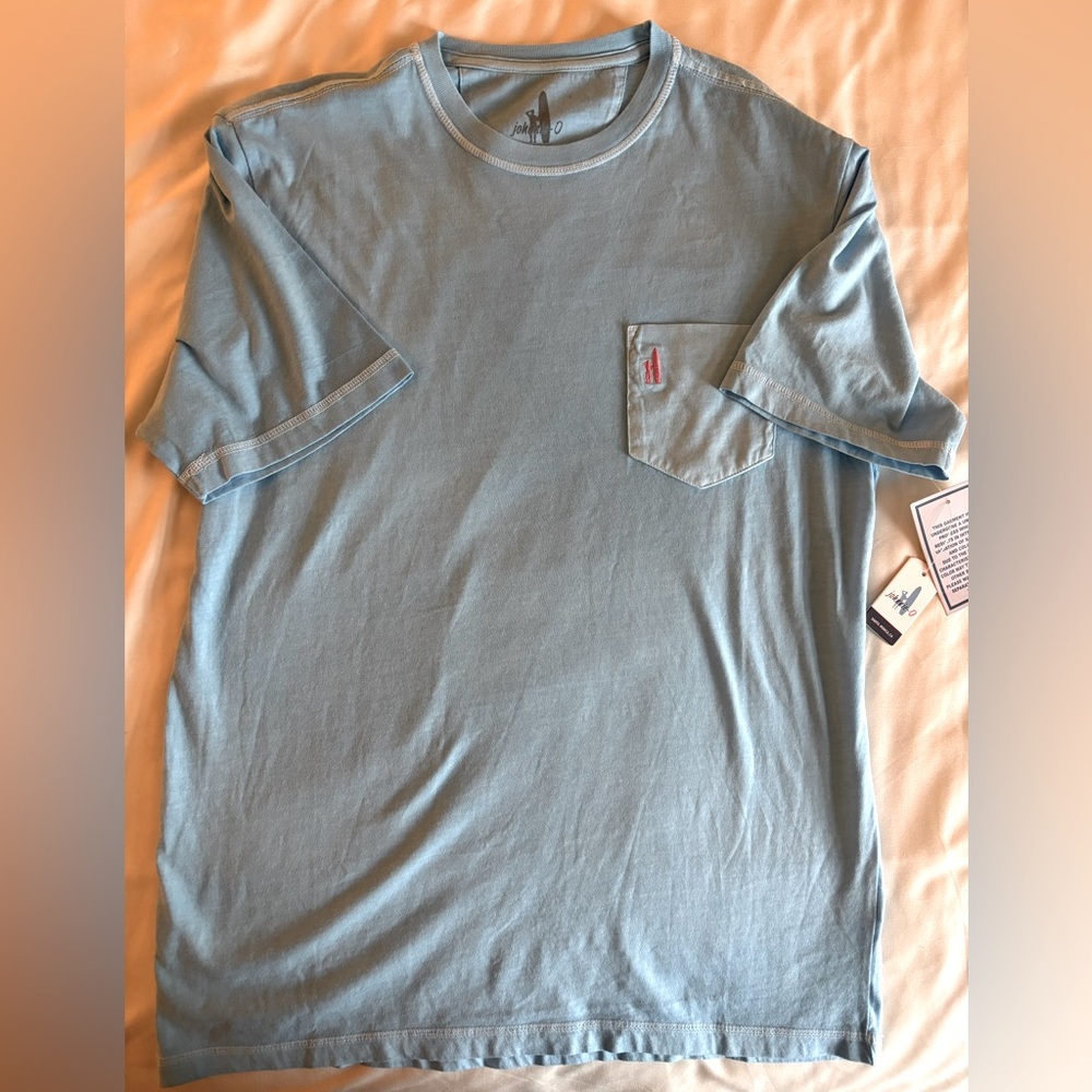 Johnnie-O Shirt Mens Medium Blue Dale 2.0 T-Shirt Lightweight Pocket Preppy Surf